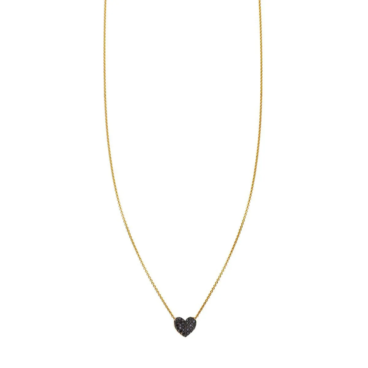 Black Diamond folded Heart Necklace