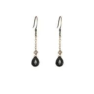 Black Onyx and Smoky Dainty Chain Earrings