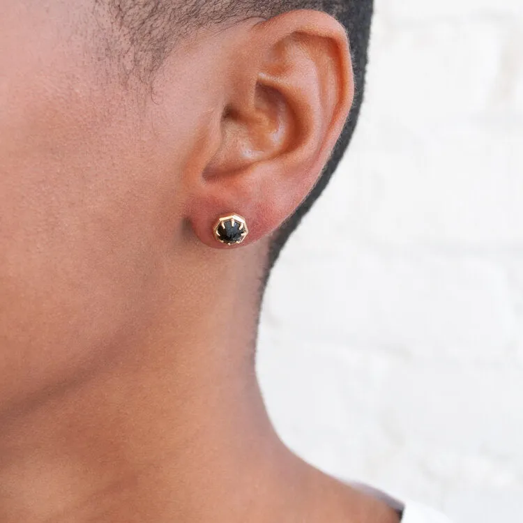 Black Spinel Gold Studs