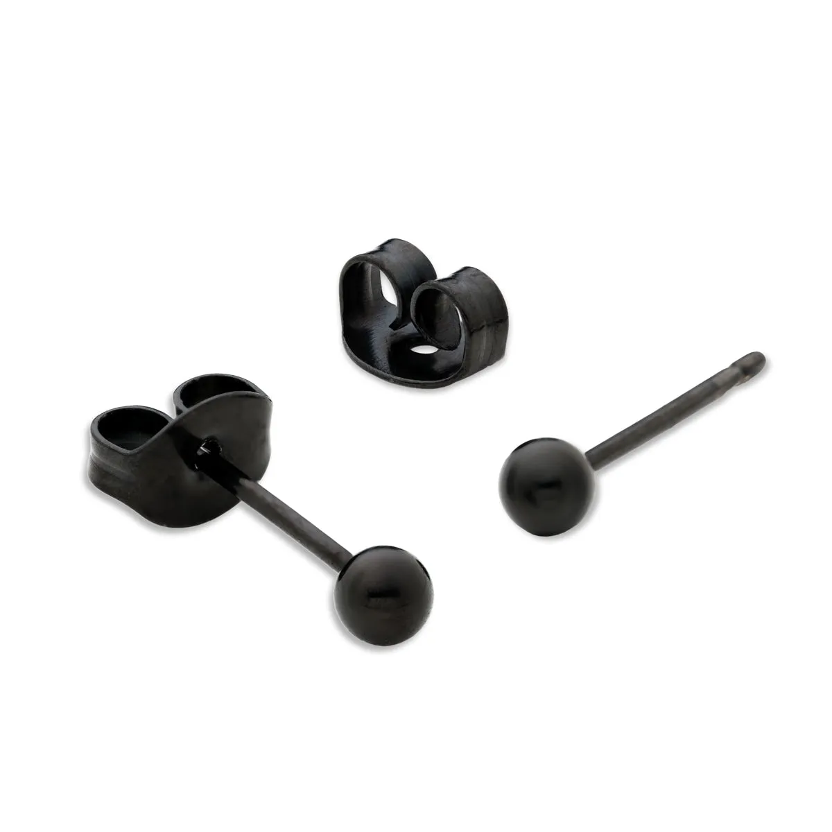 Black Titanium Ball Stud Earrings