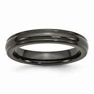 Black Titanium Domed 4mm Polished Rounded Edge Wedding Band Ring