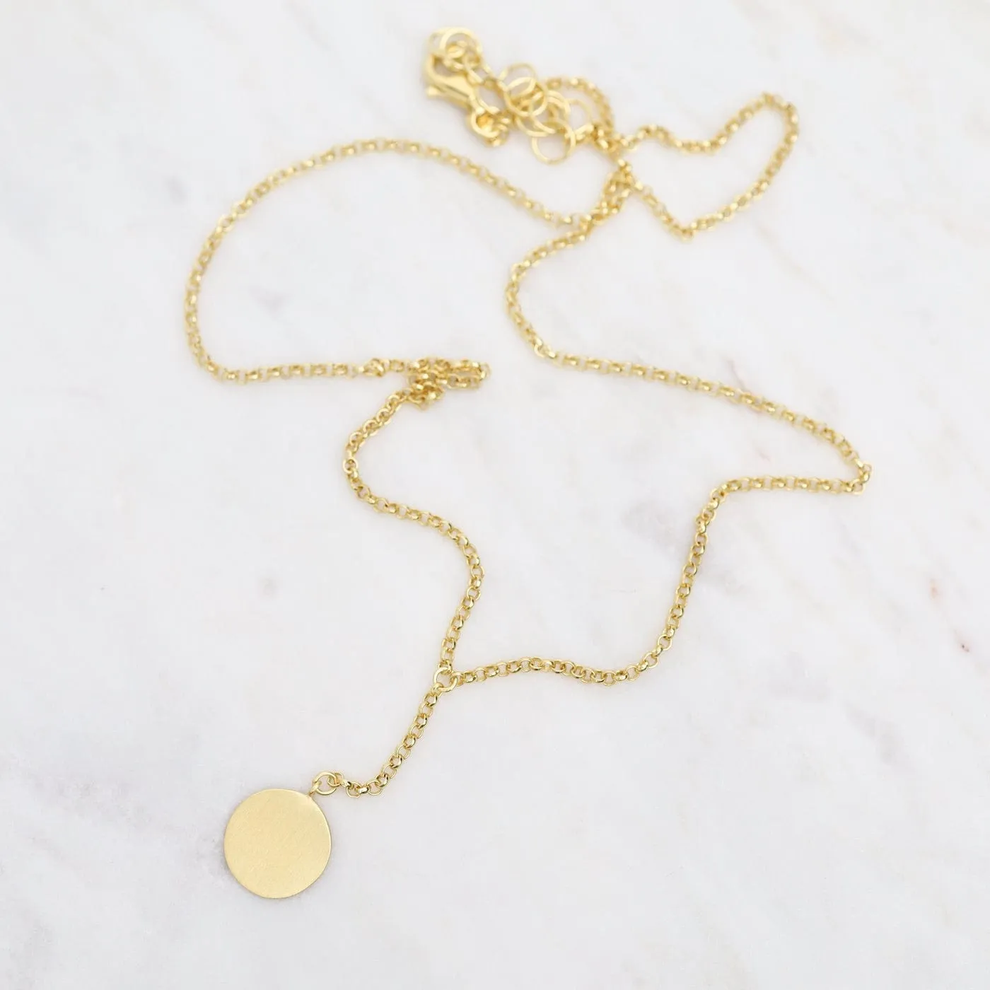 Brushed Gold Vermeil Disc Drop "Y" Necklace