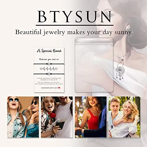 Btysun Matching Bracelets Friend Birthday Gifts for Women Wife Husband Sister Couple Bracelets for Boyfriend and Girlfriend 2pcs Initial P&R Charm Jewelry