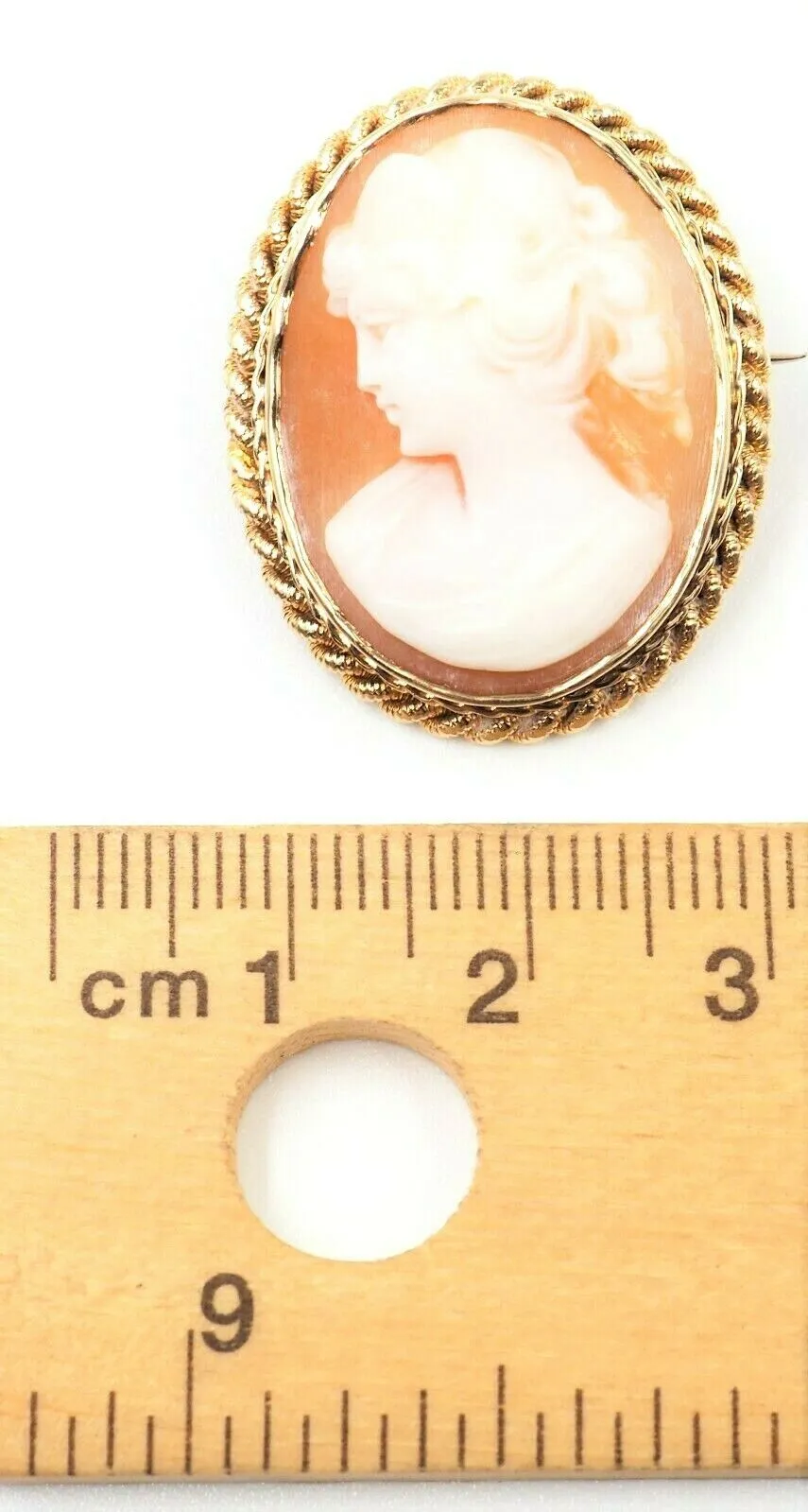 Cameo 9ct Yellow Gold Twisted Wire Surround Brooch