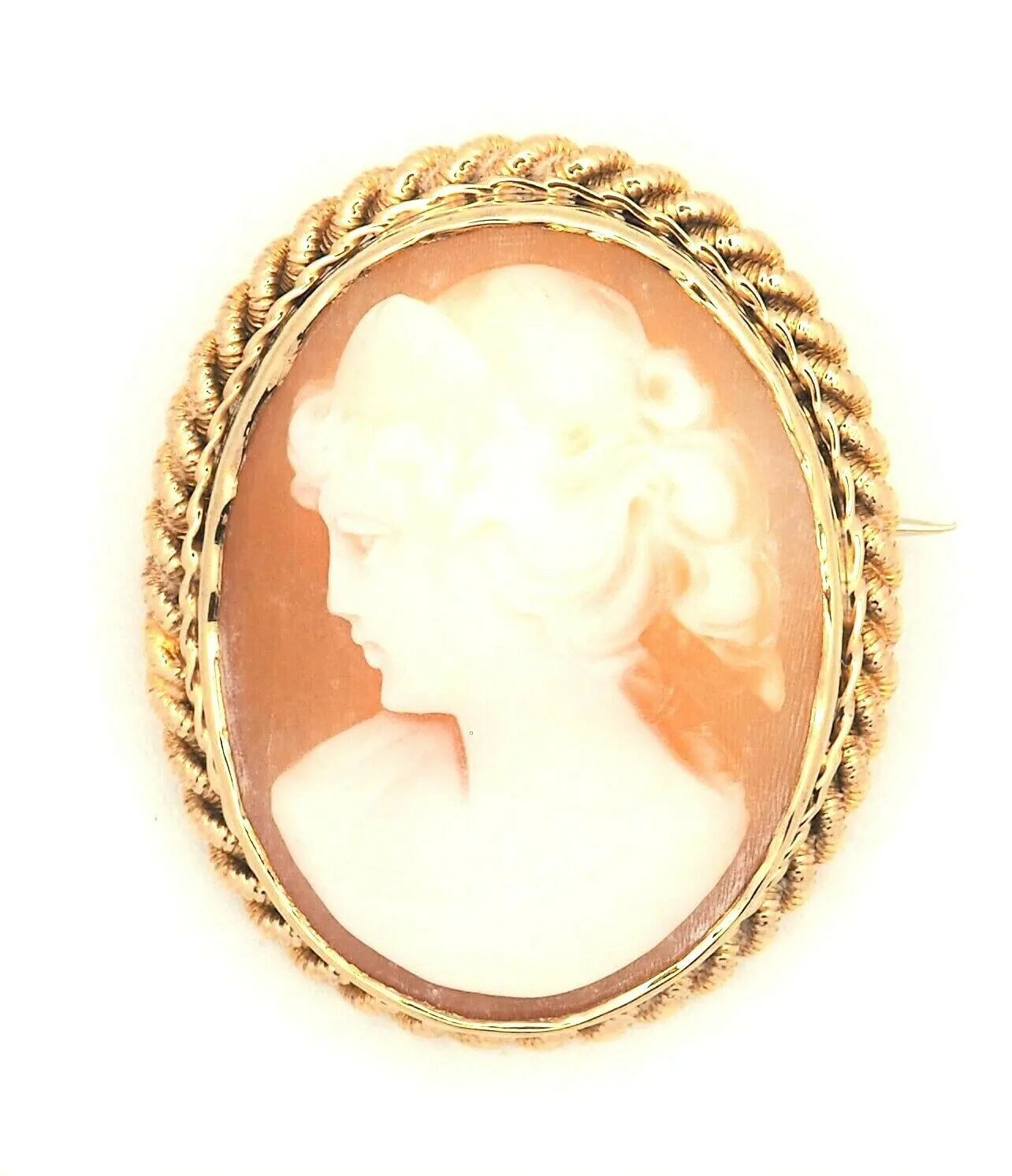 Cameo 9ct Yellow Gold Twisted Wire Surround Brooch