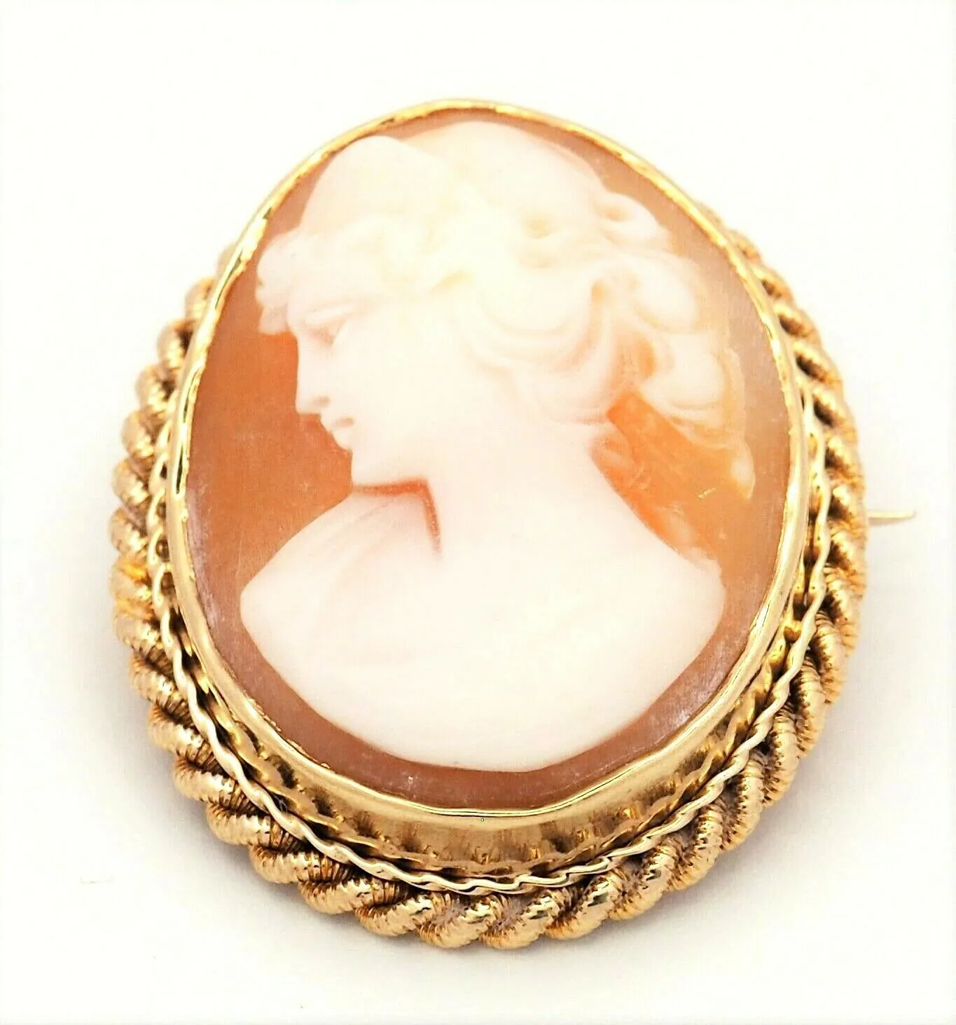 Cameo 9ct Yellow Gold Twisted Wire Surround Brooch