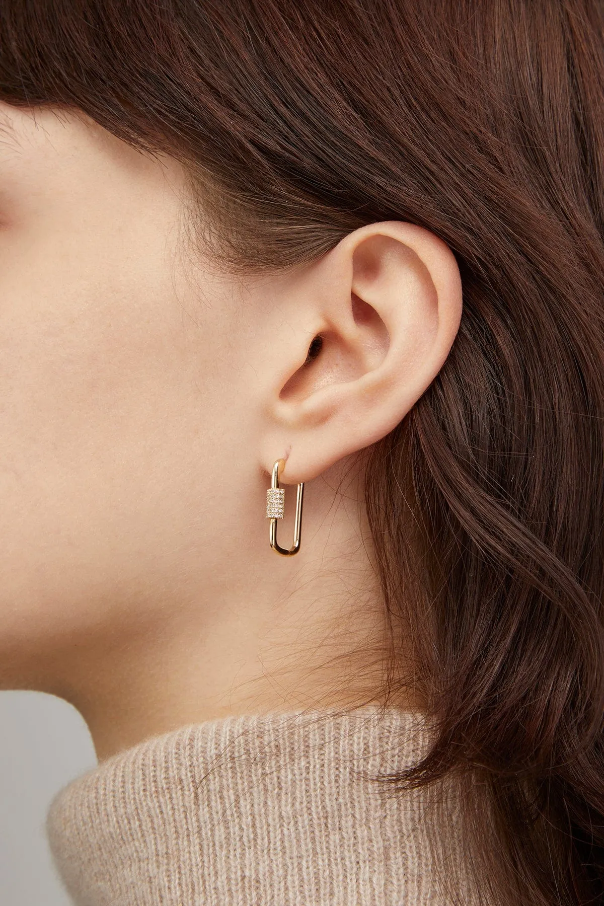 Carabiner Earrings in 14K Yellow Gold