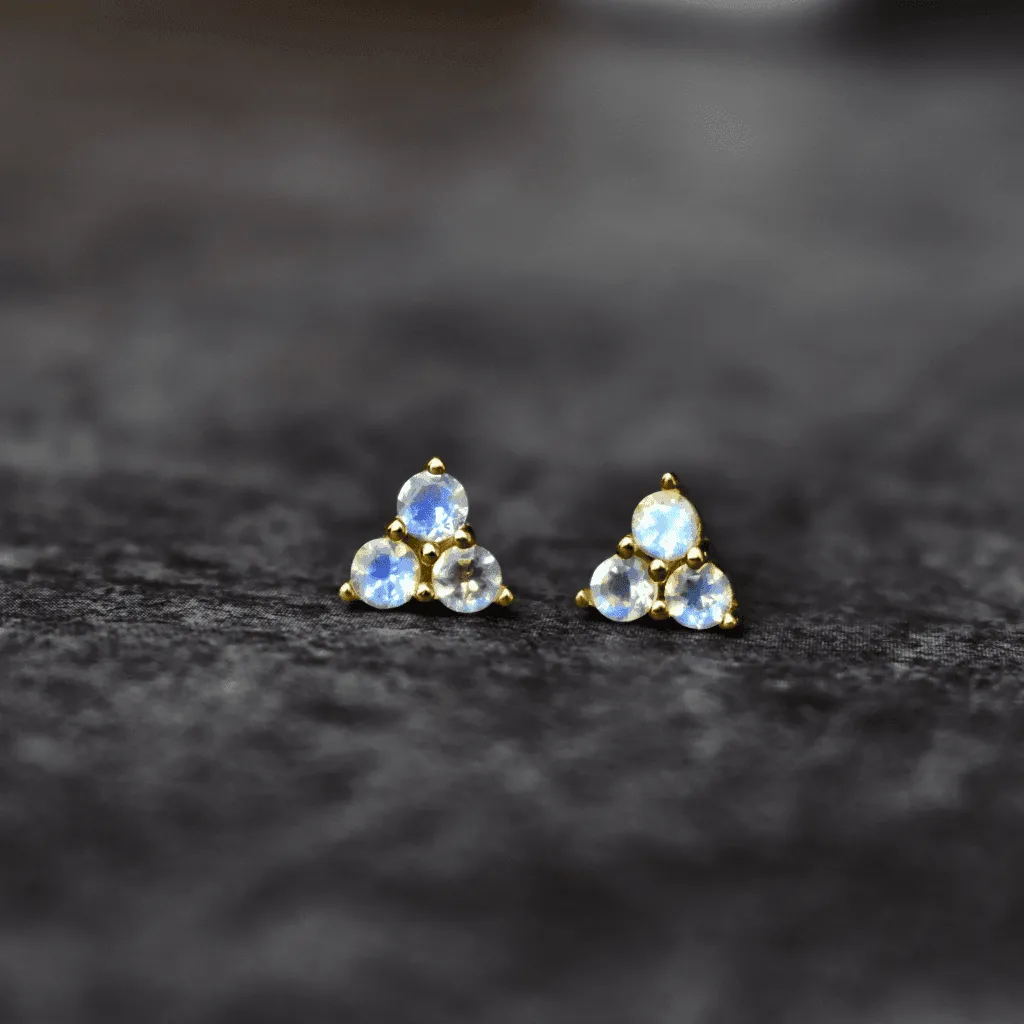 Celestial Triangle - Moonstone  Studs