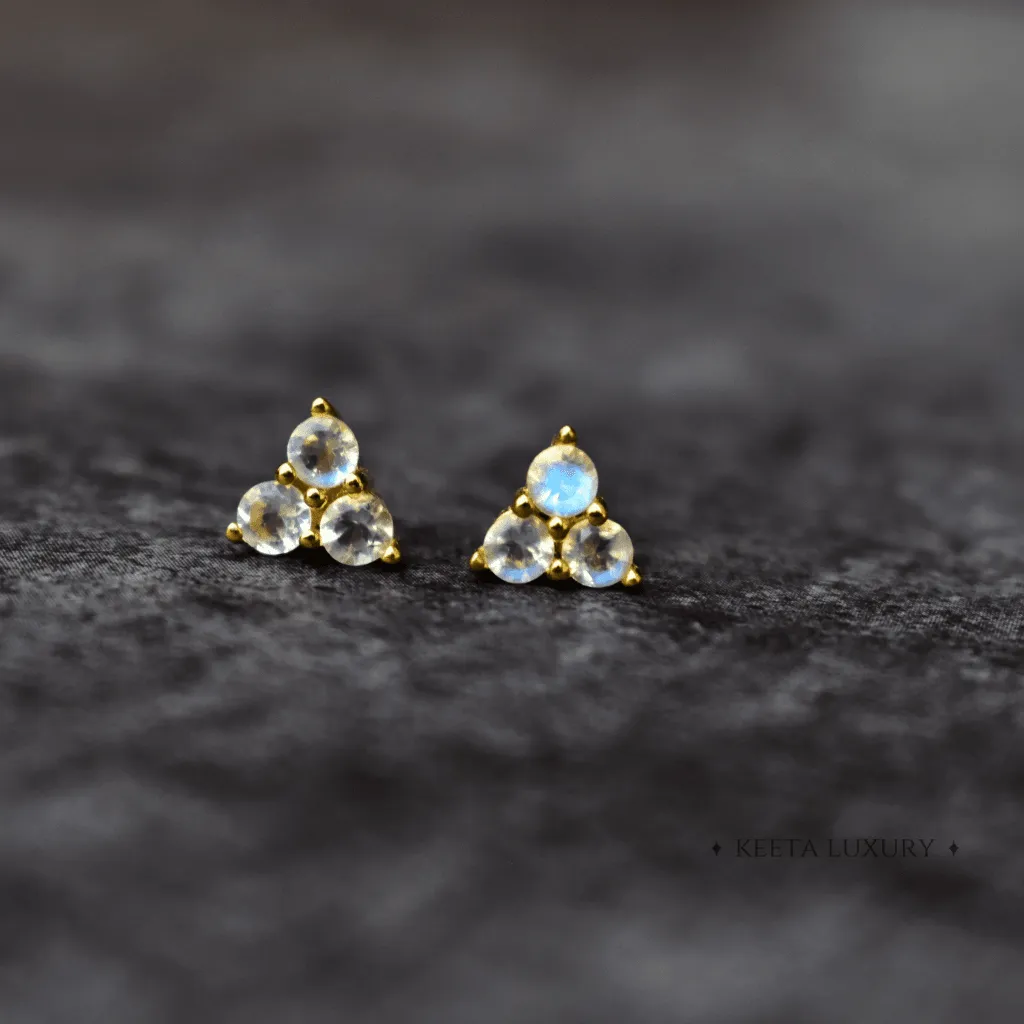 Celestial Triangle - Moonstone  Studs