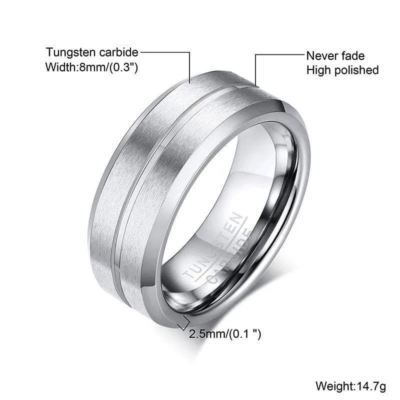 Classic Men's 8mm Tungsten Carbide Wedding Band