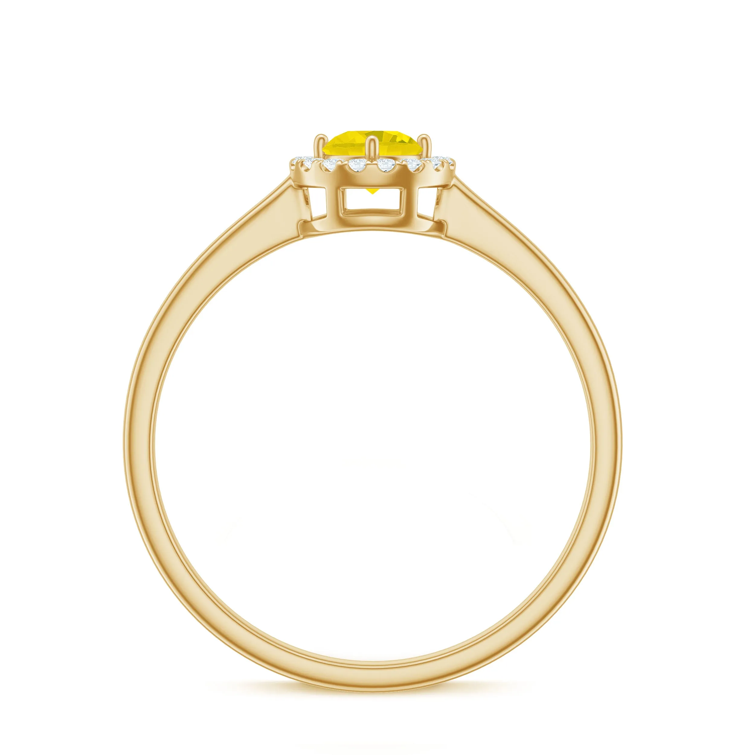 Classic Yellow Sapphire Promise Ring with Diamond Floating Halo