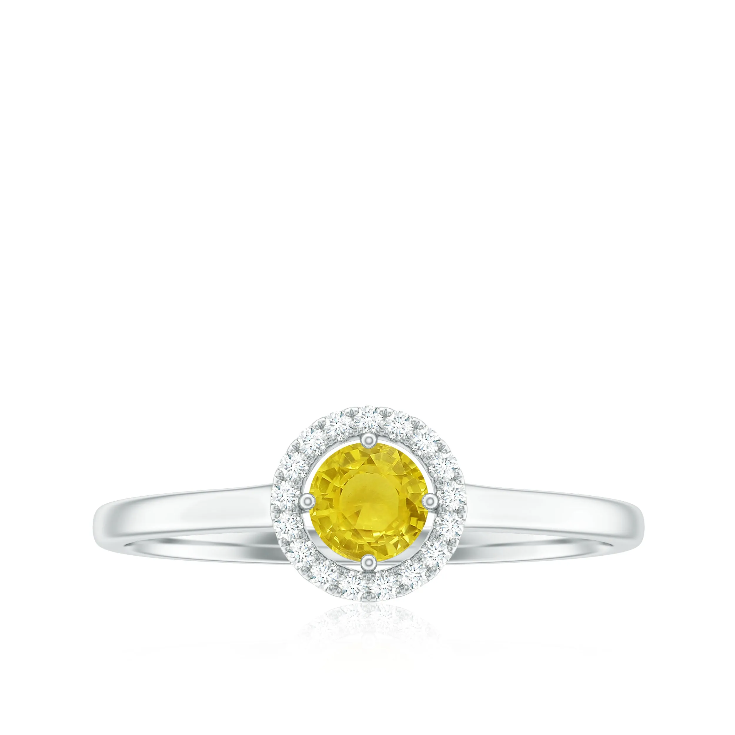 Classic Yellow Sapphire Promise Ring with Diamond Floating Halo