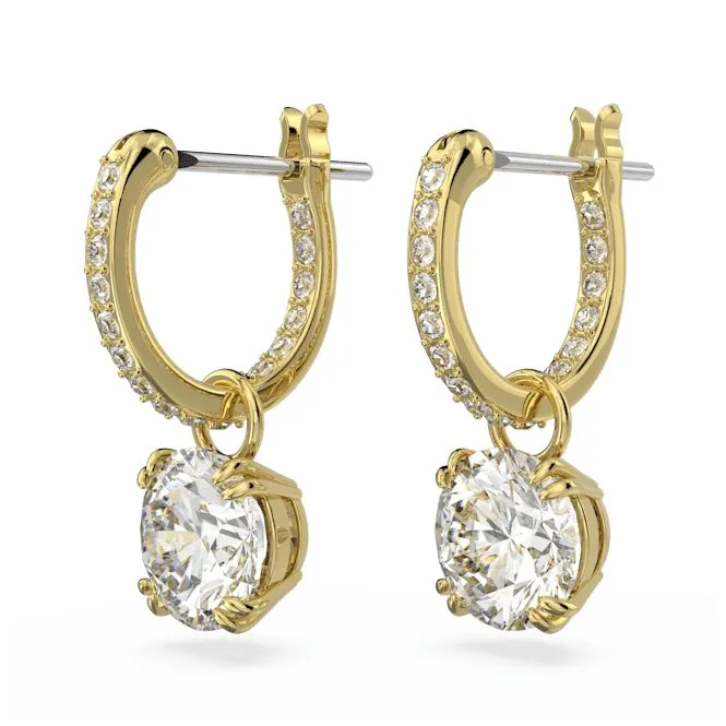 Constella Drop Round Cut White Gold-tone Plated Earrings 5638802