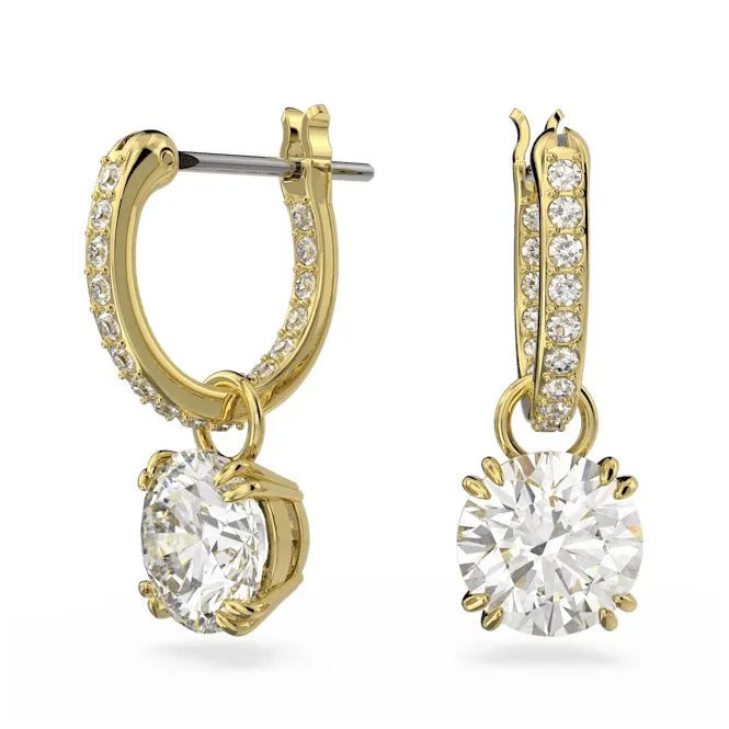 Constella Drop Round Cut White Gold-tone Plated Earrings 5638802