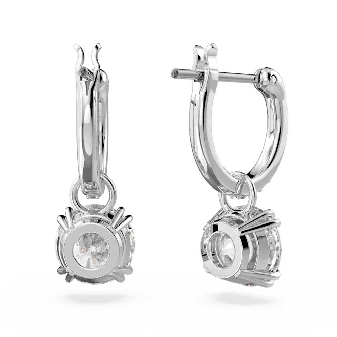 Constella Drop Round Cut White Rhodium Plated Earrings 5636717