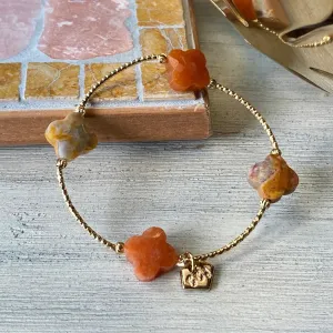 Crazy Lace Agate & Orange Aventurine Clover La Grace Bracelet