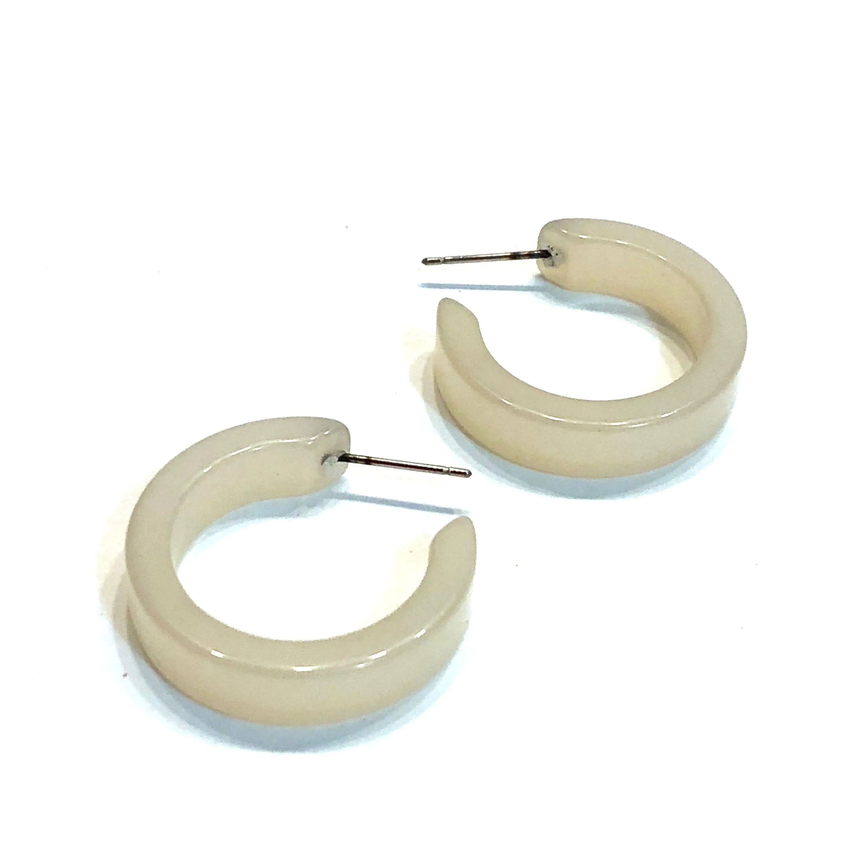 Creamy White Moonglow Mini Classic Hoop Earrings