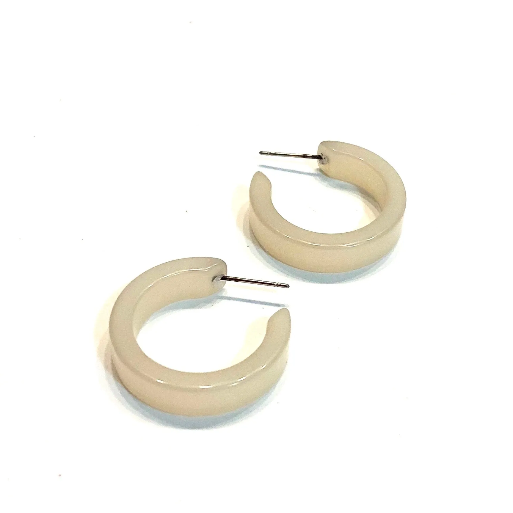 Creamy White Moonglow Mini Classic Hoop Earrings