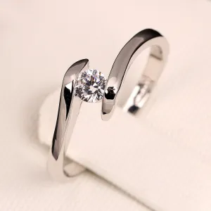 Cubic Zirconia Engagement Rings White Gold Plated Fashion Brand Ring Wedding Jewelry For Men and Women