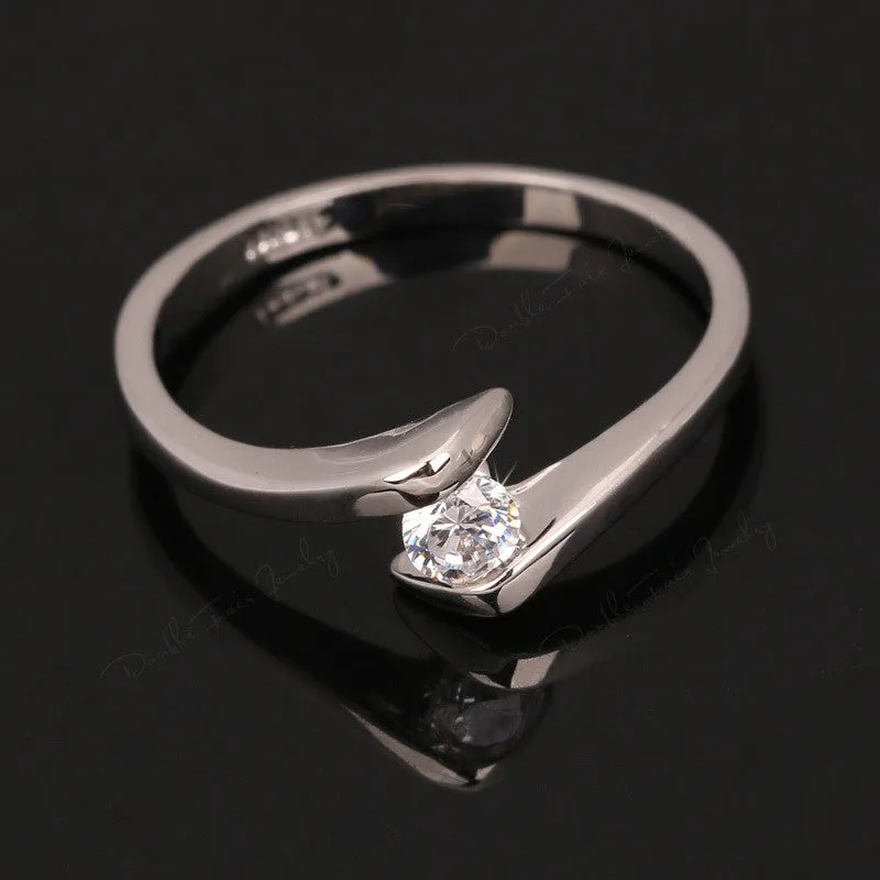 Cubic Zirconia Engagement Rings White Gold Plated Fashion Brand Ring Wedding Jewelry For Men and Women