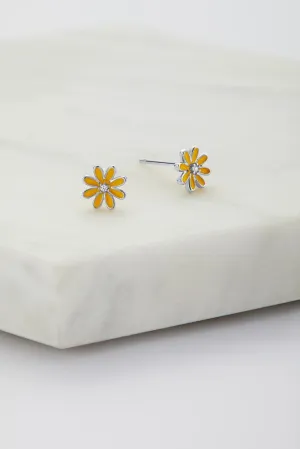 Daisy Stud Earring - Yellow - 925 Sterling Silver