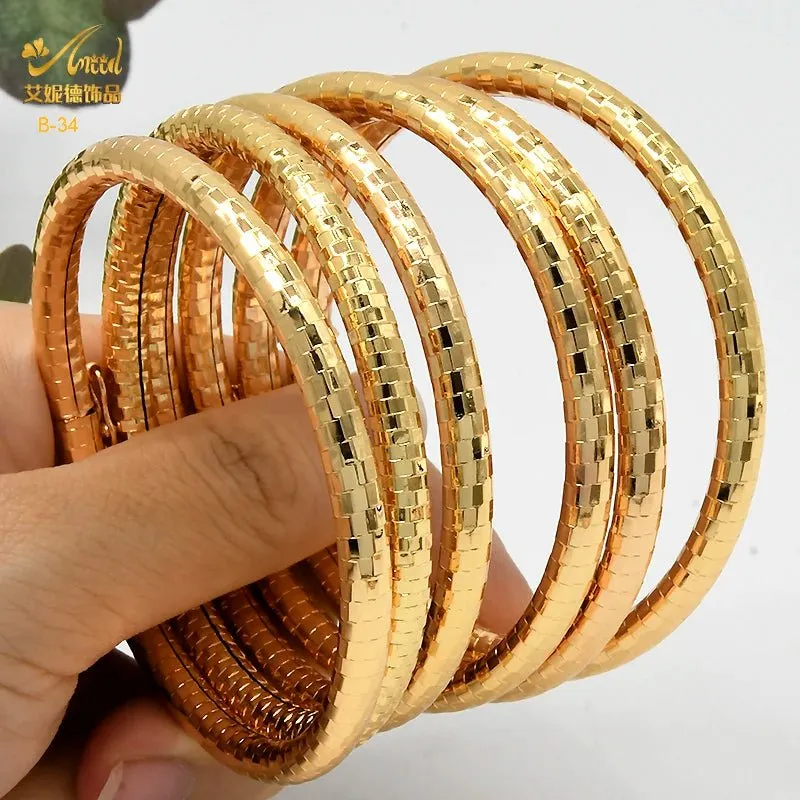 Designer African Bracelet: 24K Gold-Colored Bangles for Women, Luxury Wedding Jewelry