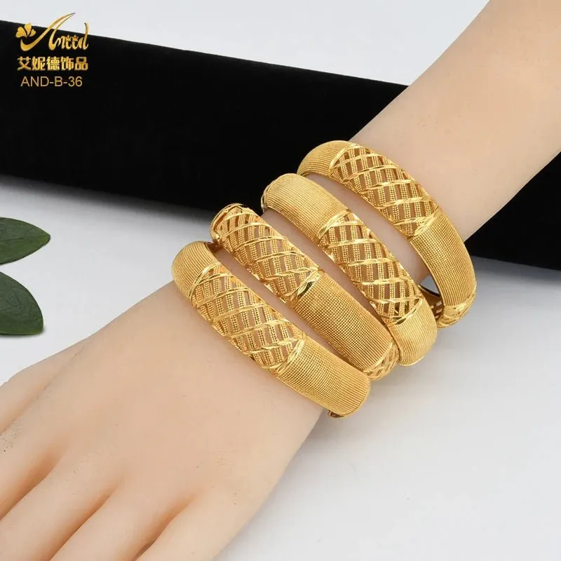 Designer African Bracelet: 24K Gold-Colored Bangles for Women, Luxury Wedding Jewelry