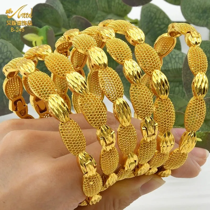 Designer African Bracelet: 24K Gold-Colored Bangles for Women, Luxury Wedding Jewelry