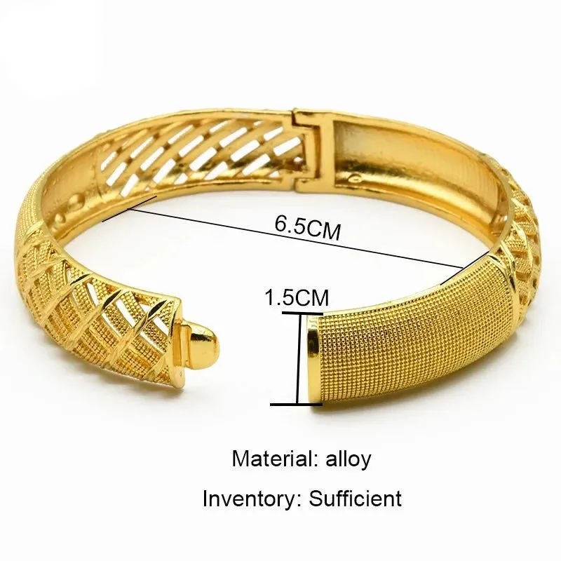 Designer African Bracelet: 24K Gold-Colored Bangles for Women, Luxury Wedding Jewelry