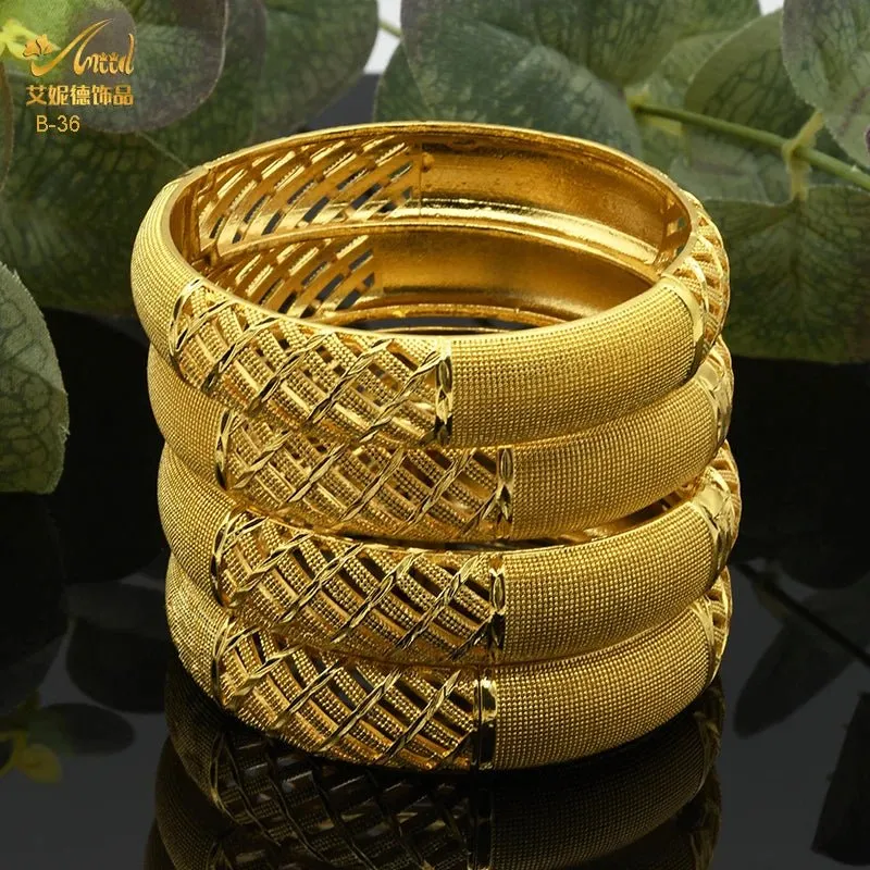 Designer African Bracelet: 24K Gold-Colored Bangles for Women, Luxury Wedding Jewelry