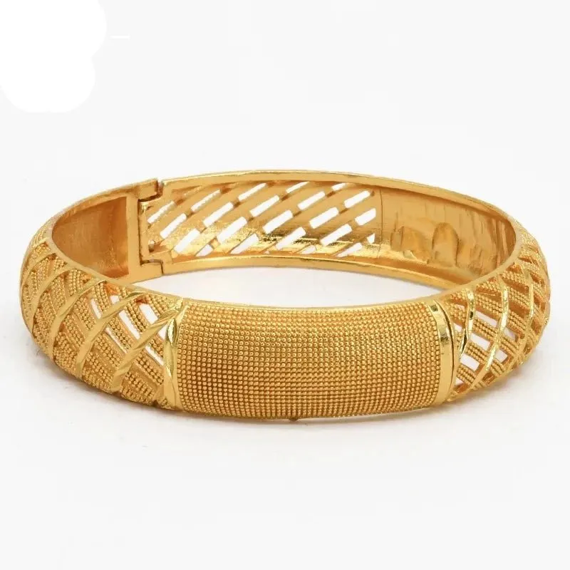 Designer African Bracelet: 24K Gold-Colored Bangles for Women, Luxury Wedding Jewelry