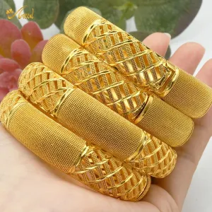 Designer African Bracelet: 24K Gold-Colored Bangles for Women, Luxury Wedding Jewelry