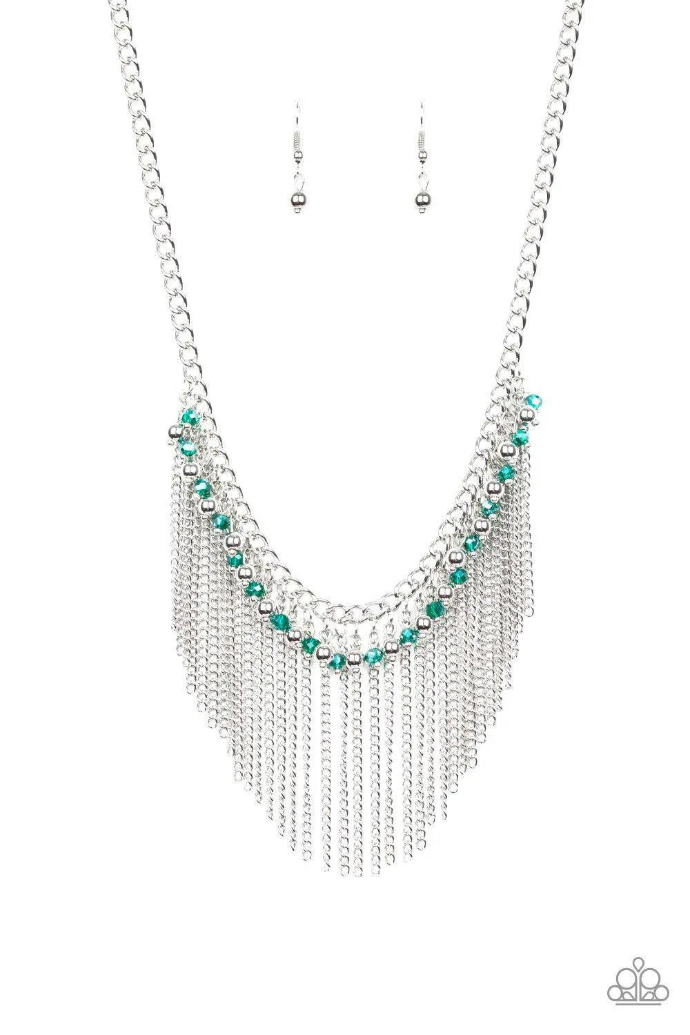 Divinely Diva Green and Silver Necklace - Paparazzi Accessories