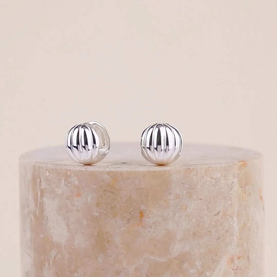 Dome Ripple Silver 11mm Earrings