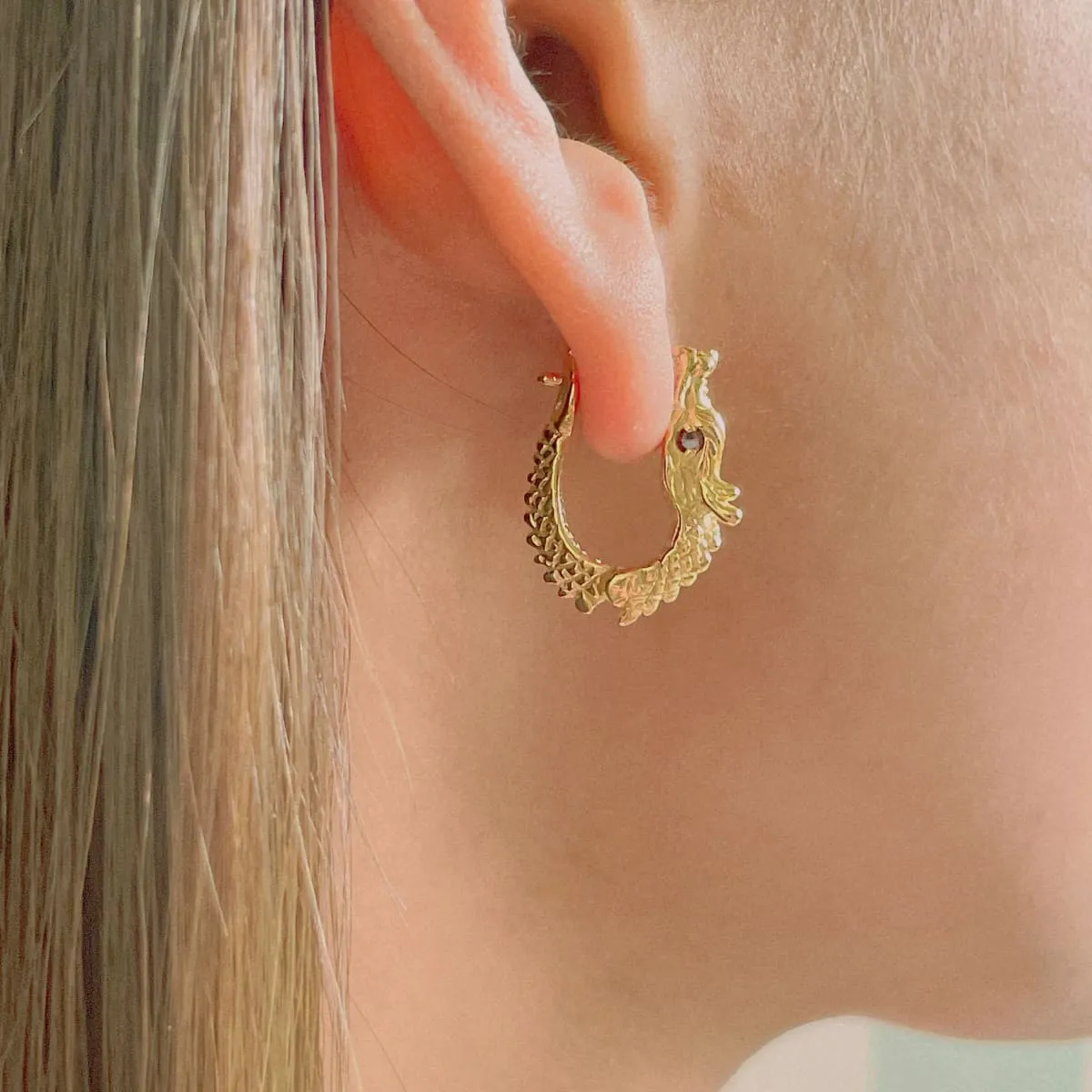 Dragon gold hoops | Game of thrones | Egyptian gold hoops | Dramatic gold hoops | Gold hoops | E855