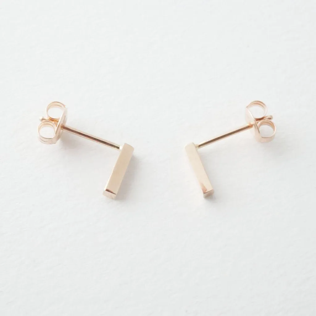 Drop Bar Earrings, 14k Gold