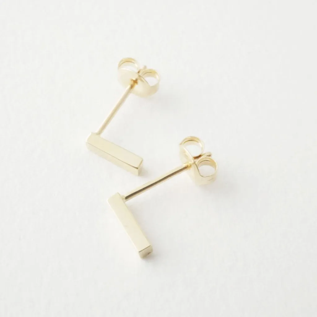 Drop Bar Earrings, 14k Gold