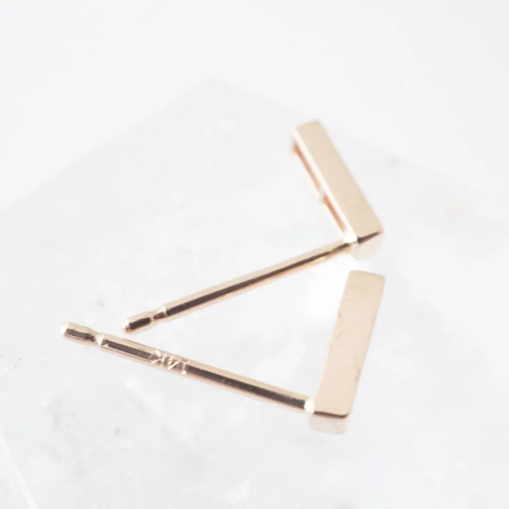 Drop Bar Earrings, 14k Gold