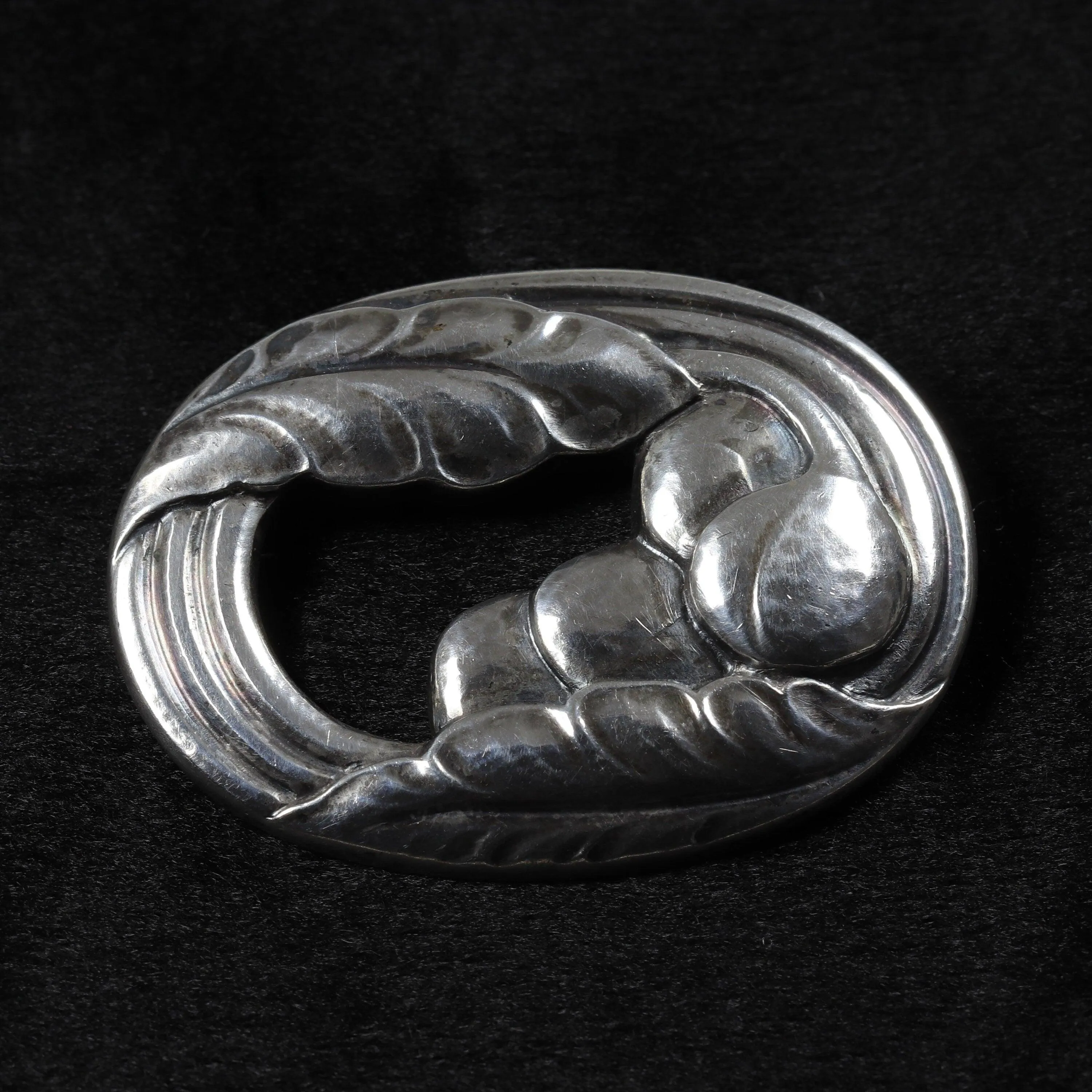 Early Georg Jensen Jewelry | Foliate Berry Art Nouveau Silver Vintage Brooch 18