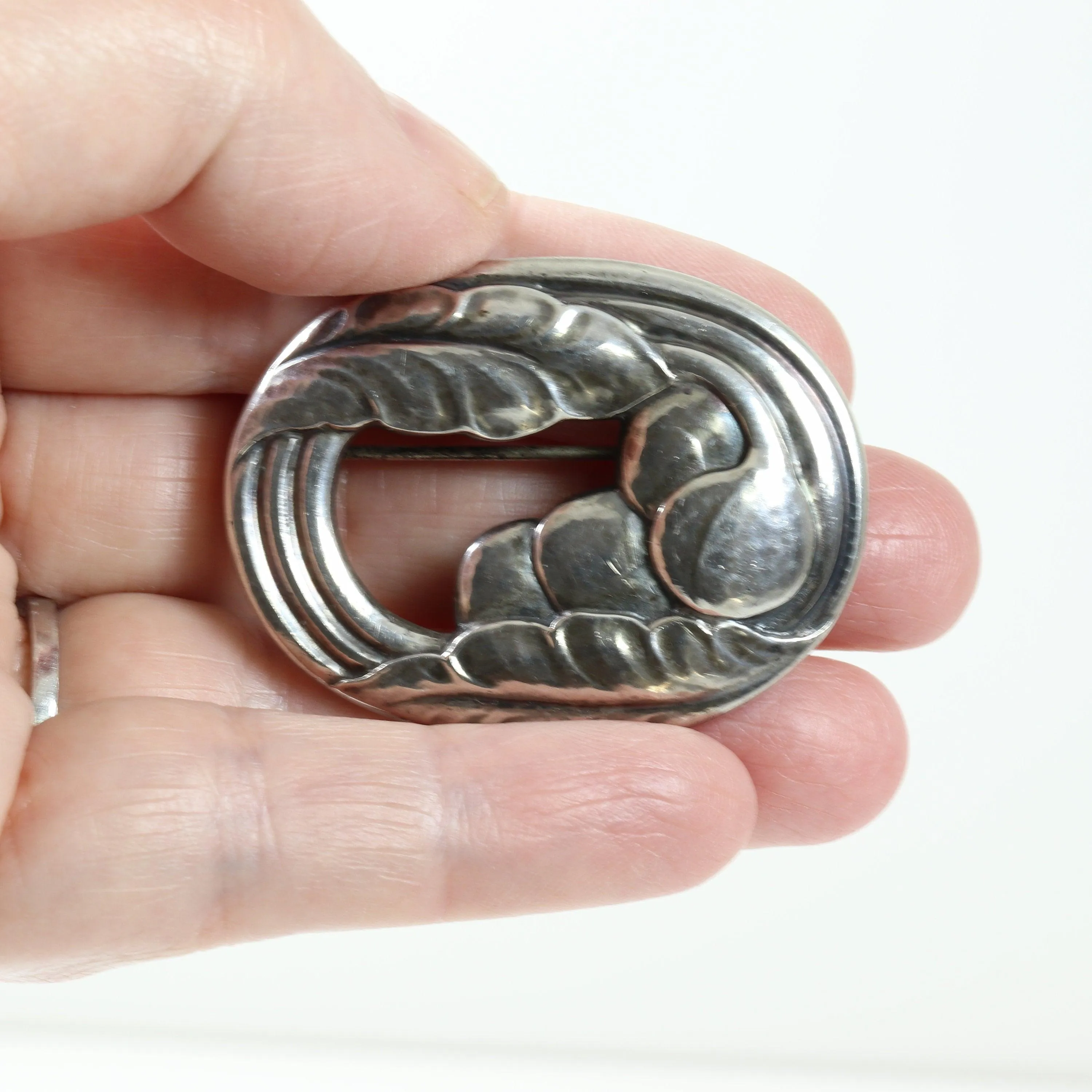 Early Georg Jensen Jewelry | Foliate Berry Art Nouveau Silver Vintage Brooch 18