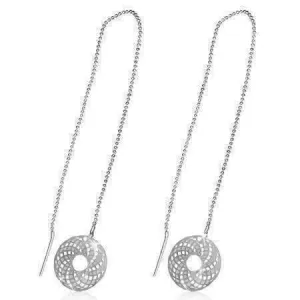 Edgy Spiral Graphix Disc Silver Thread Earrings