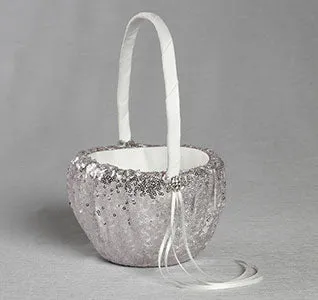 Elsa Shiny Sequin Flower Girl Basket