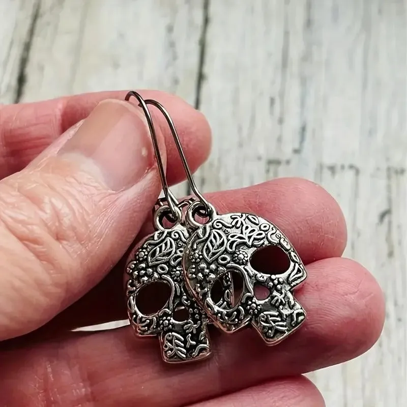 Embossed Skull Earrings