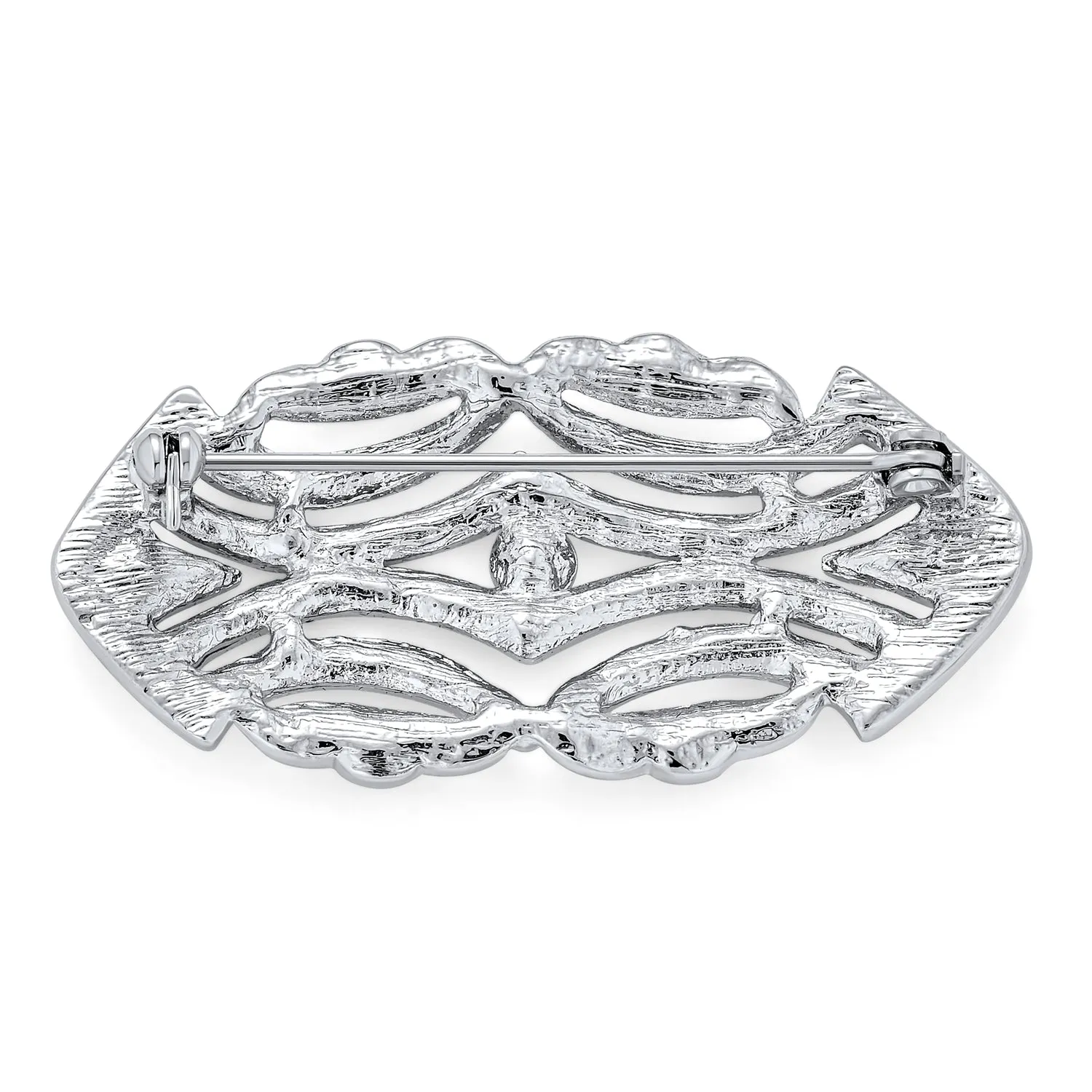 Estate Style Jewelry Crystal Brooche Pin Vintage Art Deco Scarf Silver Plated