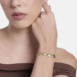 Estele Gold Tone Stunning Elliptical Design Interconnected Adjustable Beaten Gold Bracelet for Women