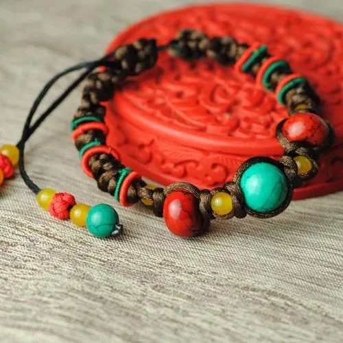 Ethnic Tibetan Bracelet &amp; Bangle Pineapple Knots-Handmade