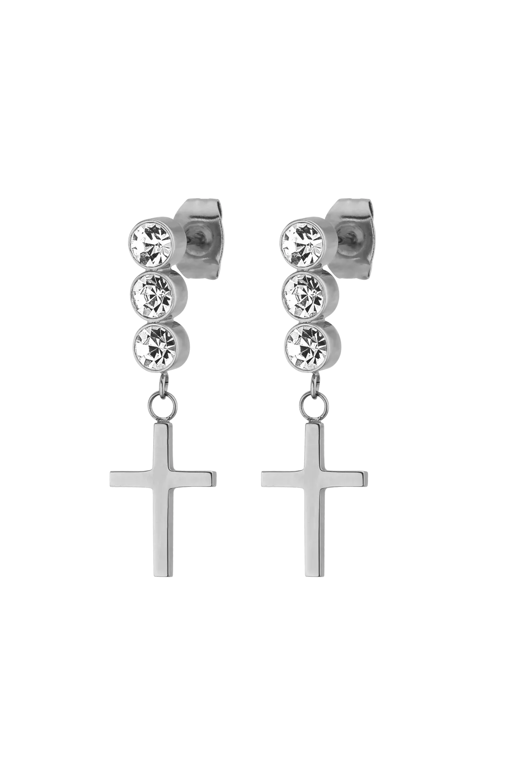 Faith Cross Studs Silver