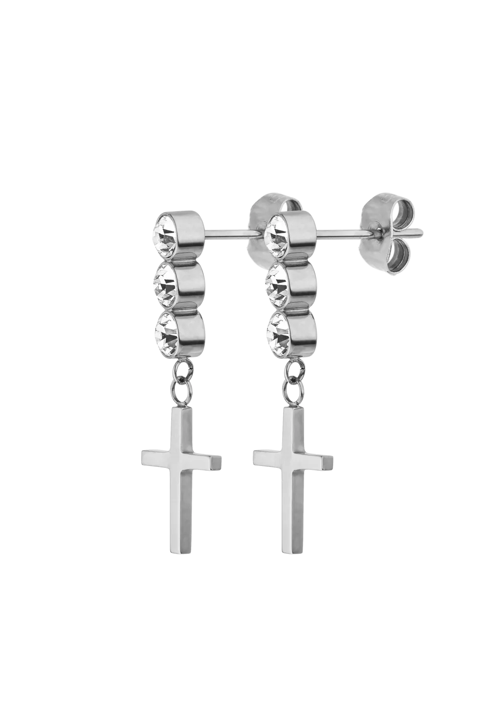 Faith Cross Studs Silver