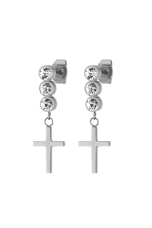 Faith Cross Studs Silver