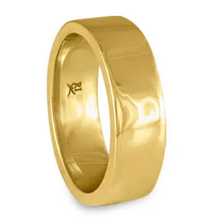 Flat Comfort Fit Wedding Ring, 18K Yellow Gold 7mm Wide by 2mm Thick